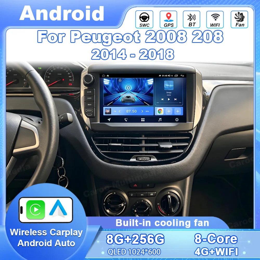 Car Radio Multimedia Player For Peugeot 2008 208 2014-2018 Wireless CarPlay Android 16 Auto Intelligent Systems Autoraido tools