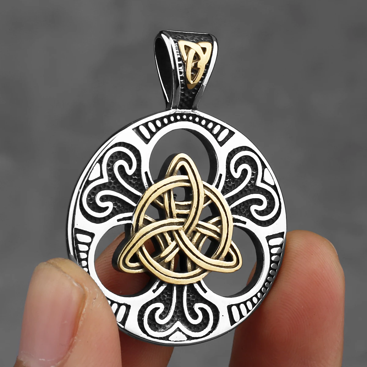 Stainless Steel Vintage Viking Mixed Gold Color Odin Rune Necklace Men Celtic Knot Amulet Pendant Nordic Jewelry as Men’s Gifts