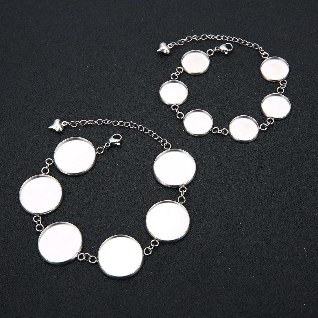 Bracelet en acier inoxydable, 5 pièces/lot, 14/18/20mm, cabochon rond blanc, base de réglage de perles, accessoires de bijoux à bricoler soi-même