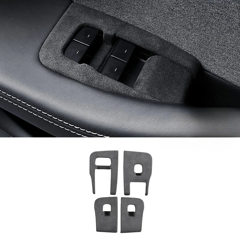 

For Tesla Model 3 Highland 2025 Window Switch Lifter Panel Trim Frame Sticker Tuning Made of Alcantara Car Interior Accessories