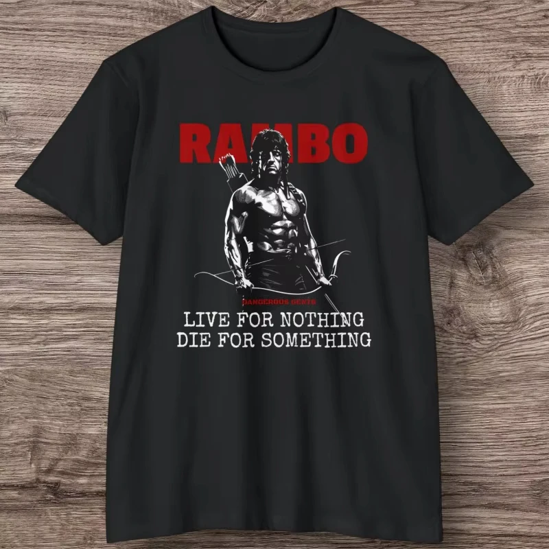 Camiseta Rambo_ Camiseta retro de película de acción de los años 80 para hombre, camiseta de algodón puro para verano, camiseta informal unisex de gran tamaño harajuku