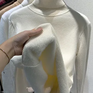 Áo cổ cao với nhung lót nữ, áo thun siêu đan, áo mỏng, áo mùa đông, lưới, dày, nóng, thanh lịch, mới 10 Quần áo tốt và thanh lịch bán hàng chính - №2