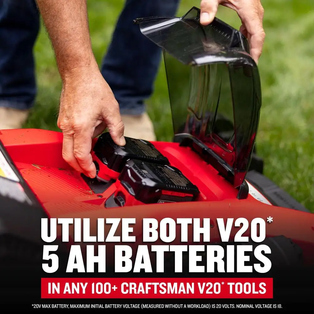 Electric Lawn Mower Lightweight Push Mower Battery Included Vertical Space Saving Cut Options CMCMW220P2)