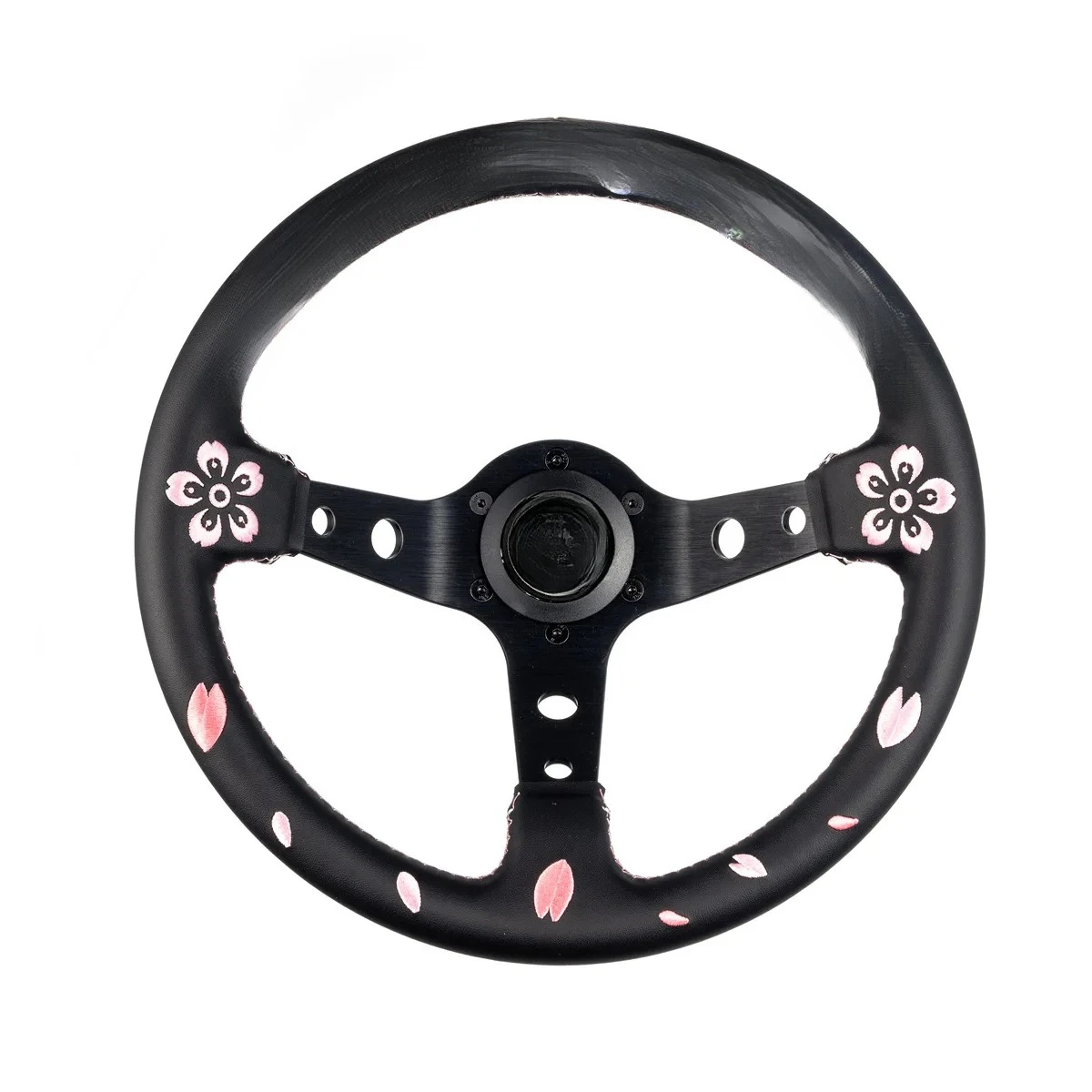 320mm Sakura Ghost Head Design, Microfiber Leather，JDM Style Modified Racing Steering Wheel