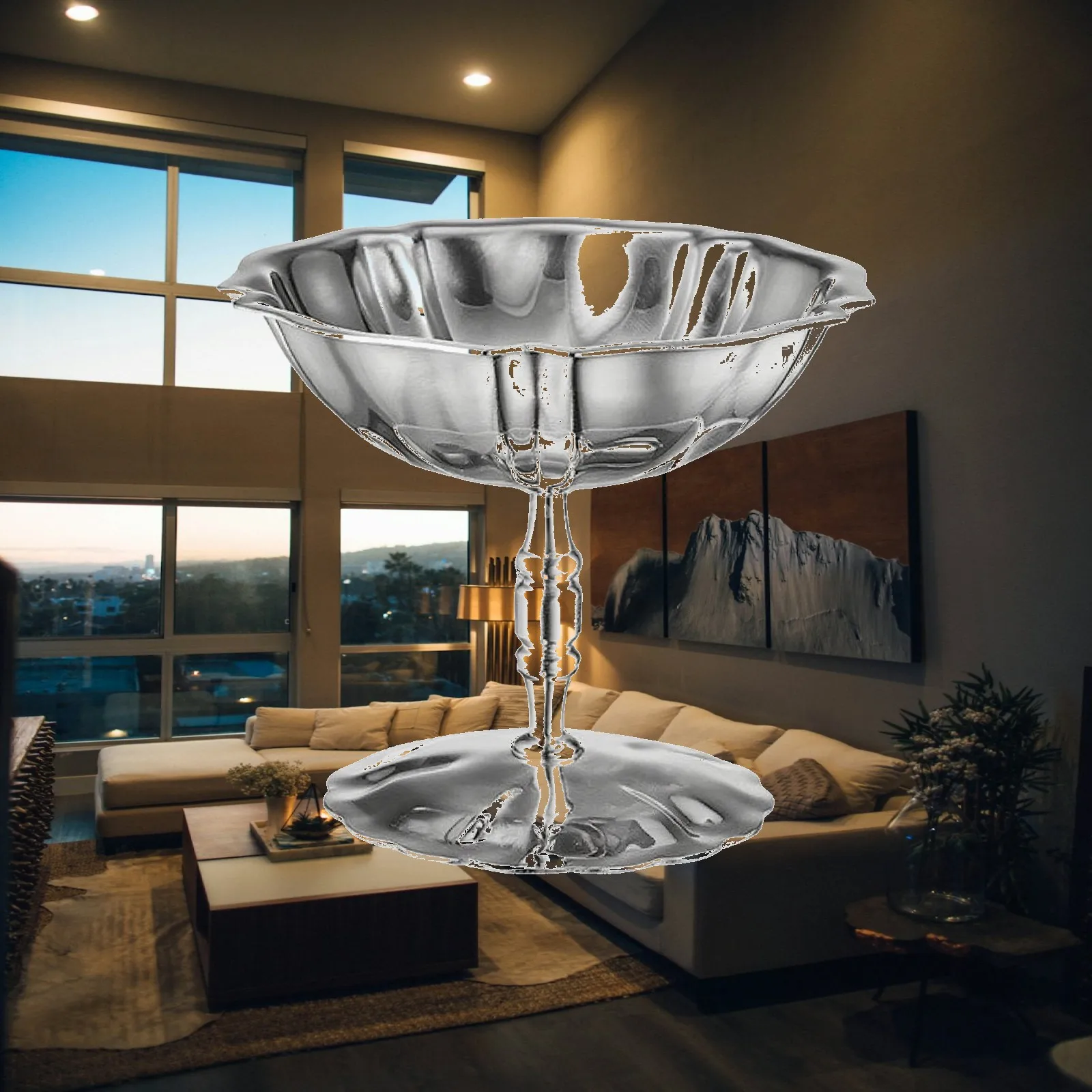 Lotus Dessert Cup Polished Pedestal Dessert Cup Metal for Banquets, Caterers