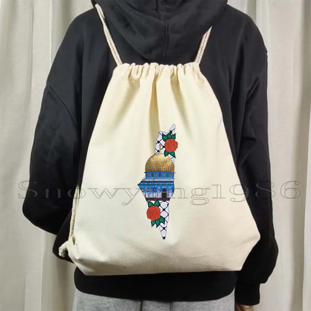 Kupu-kupu Bulan Hadiah Arab Kaligrafi Rakyat Arab Bordir Tatreez Seni Kanvas Serut Ransel Olahraga Sackpack Tas Tali