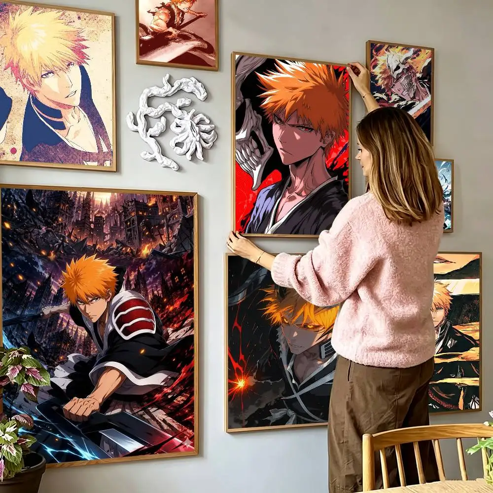 I-Ichigo Kurosaki B-Bleach Poster High Quality Dorm Living Room Aesthetic Wall Decoration Painting Stickers Gift