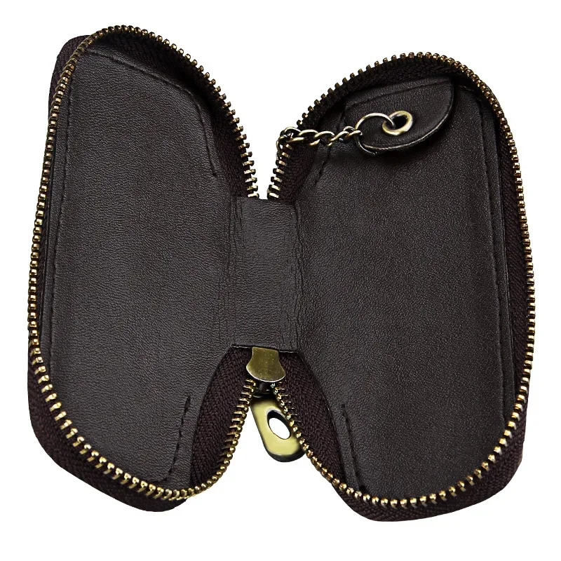 Portafogli per chiavi per auto da uomo e da donna in vera pelle Portachiavi retrò Portachiavi per governante da donna