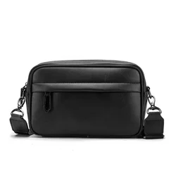 Bolsa tiracolo de couro PU para homens, bolsas de ombro monocromáticas, bolsa mensageiro simples masculina, bolsa masculina com corpo cruzado, moda masculina