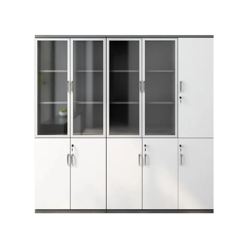 Office wooden filing cabinet, bookshelf storage, partitioned lockable storage archive cabinet