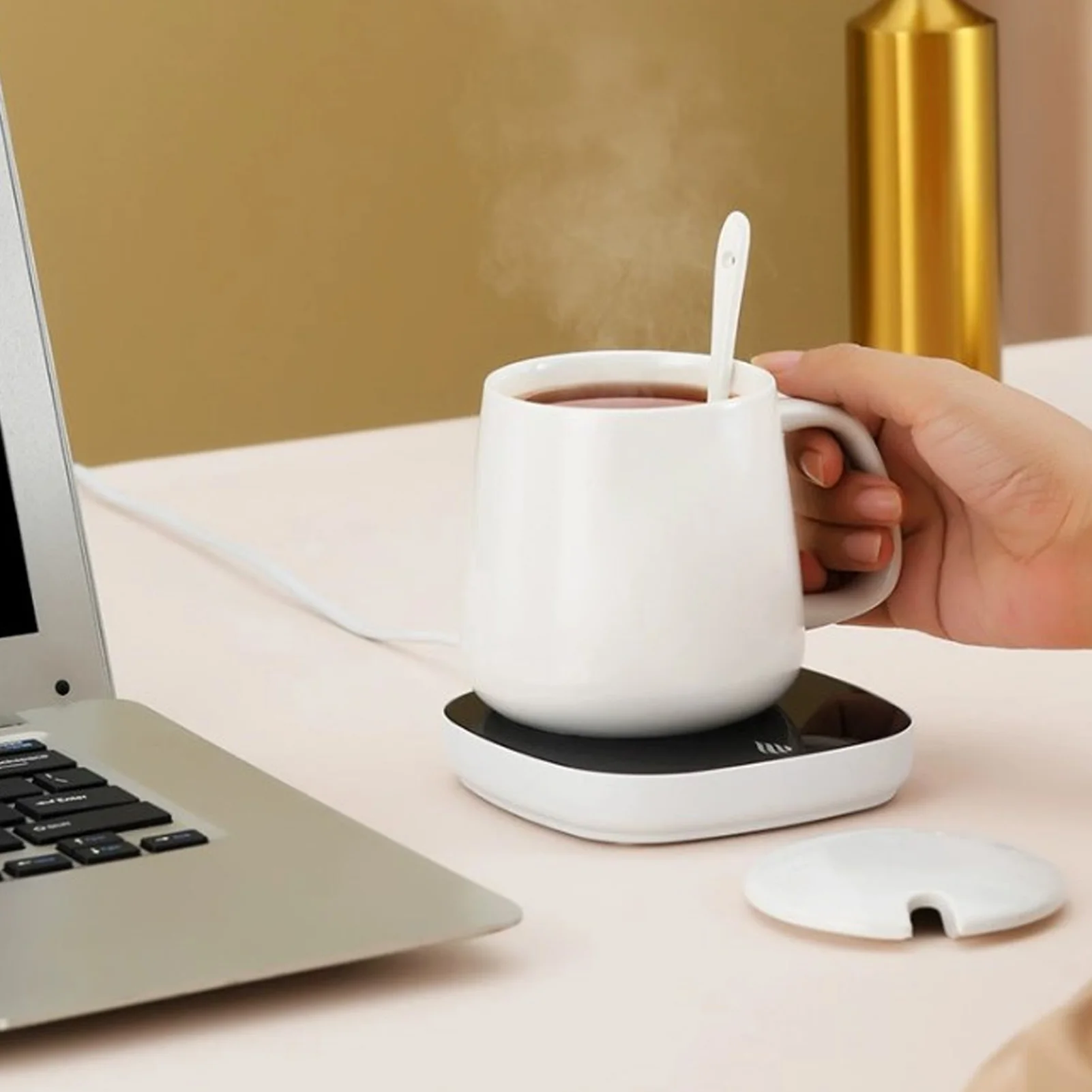 جهاز تدفئة القدح 16 وات طاقة منخفضة 55 ℃   لوحة تسخين المشروبات الكهربائية بدرجة حرارة ثابتة لحليب الشاي والقهوة