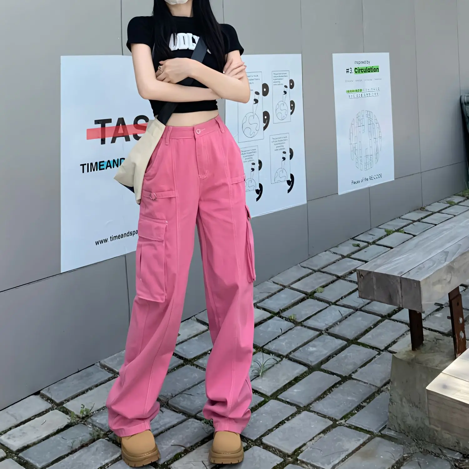 

Women's High-waisted Wide-Legged Straight Leg Mop, Long-Legged Pants, Casual Joggers, Retro Streetwear, Summer, Hot, Chick, Y2k