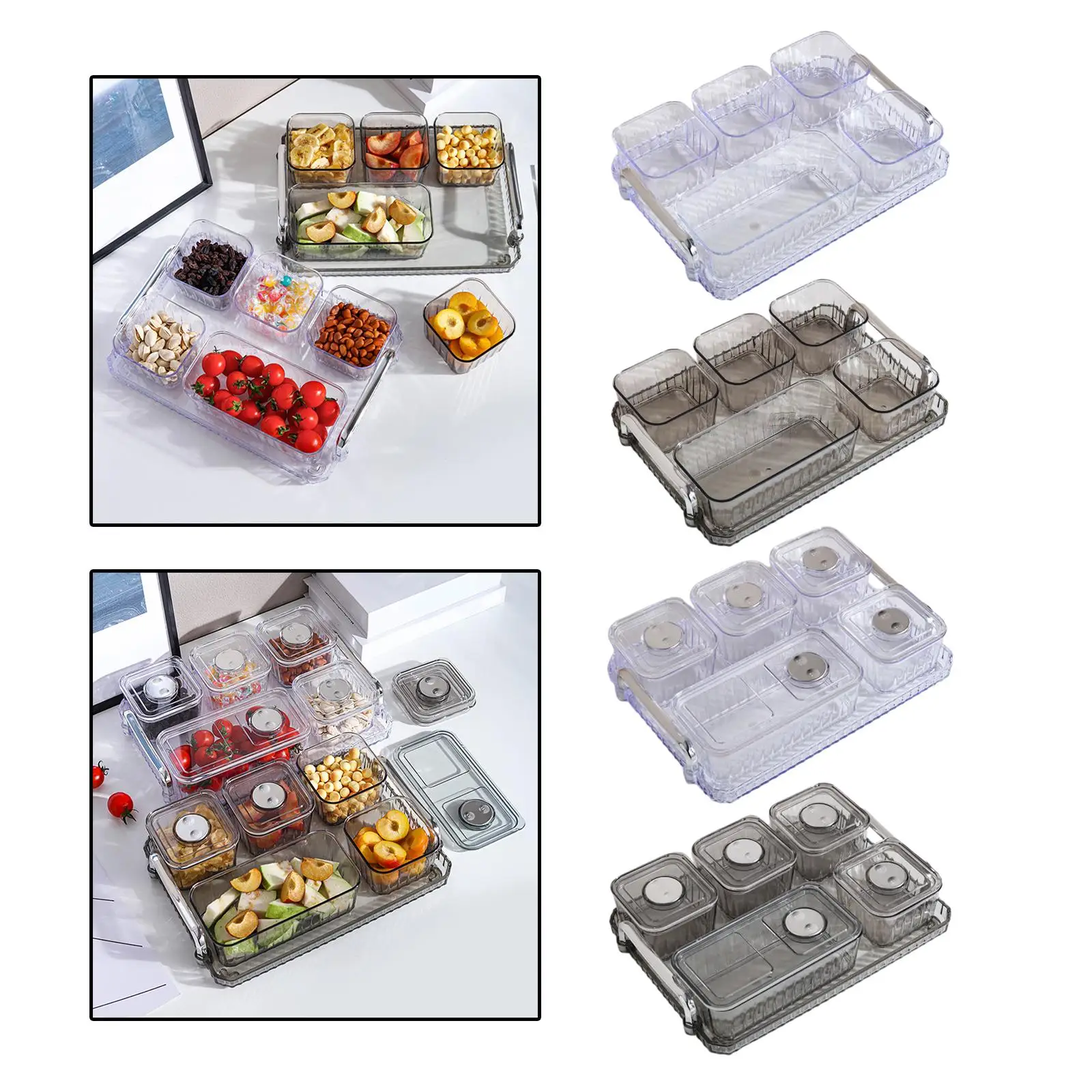 

Serving Bowls with Tray Snack Serving Tray for Chips and Dip Veggies