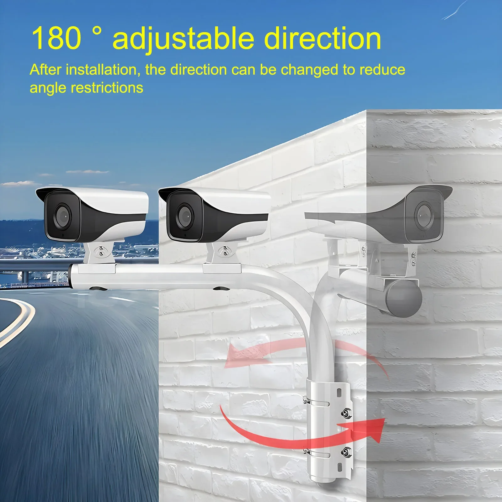 Dual Security Camera Installation Bracket, Outdoor Extended Wall Corner Mounted Pole 40CM