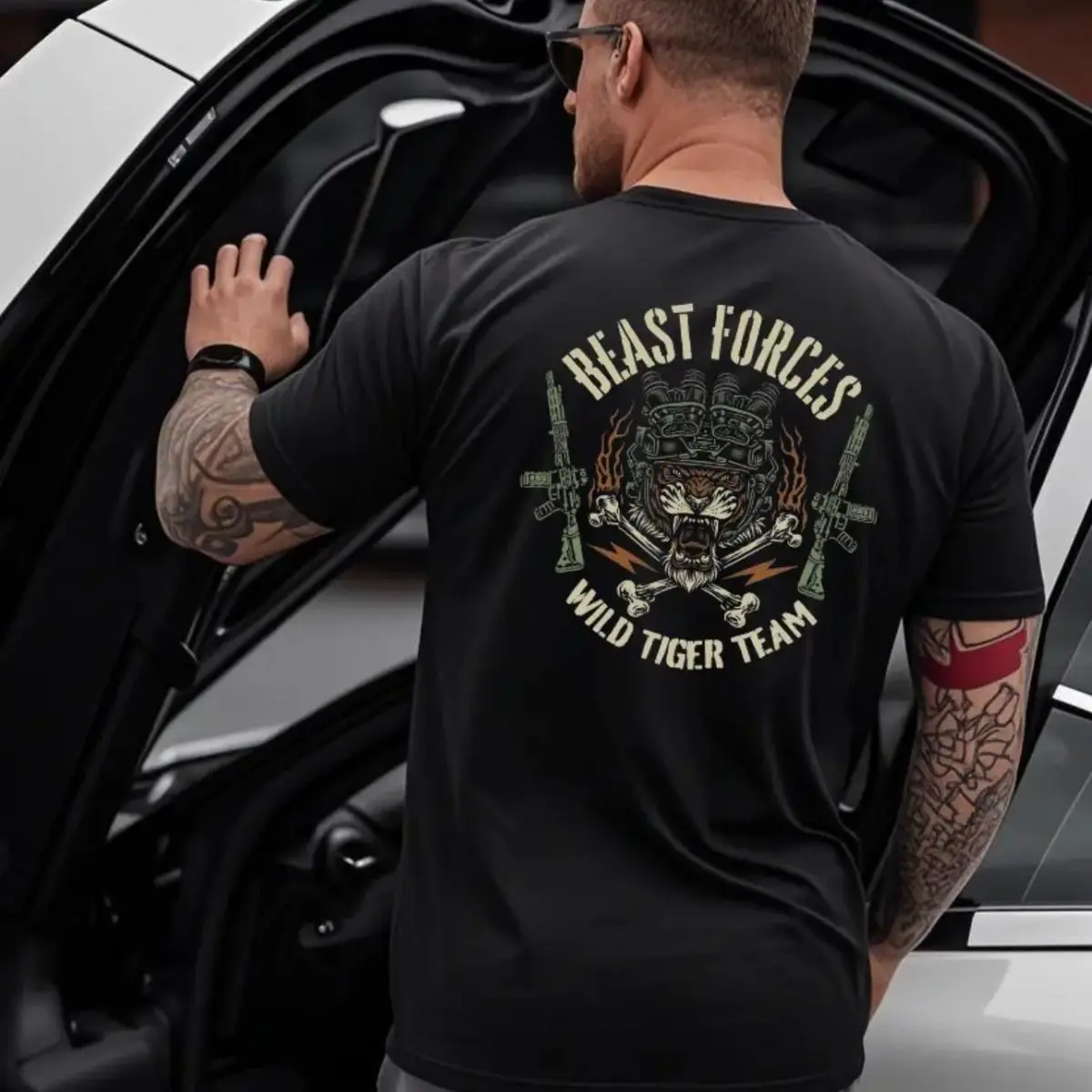 

Летняя футболка с короткими рукавами и принтом в американском стиле ретро, тактический мужской топ с круглым вырезом и половиной рукавов, большой размер, свободный повседневный топ