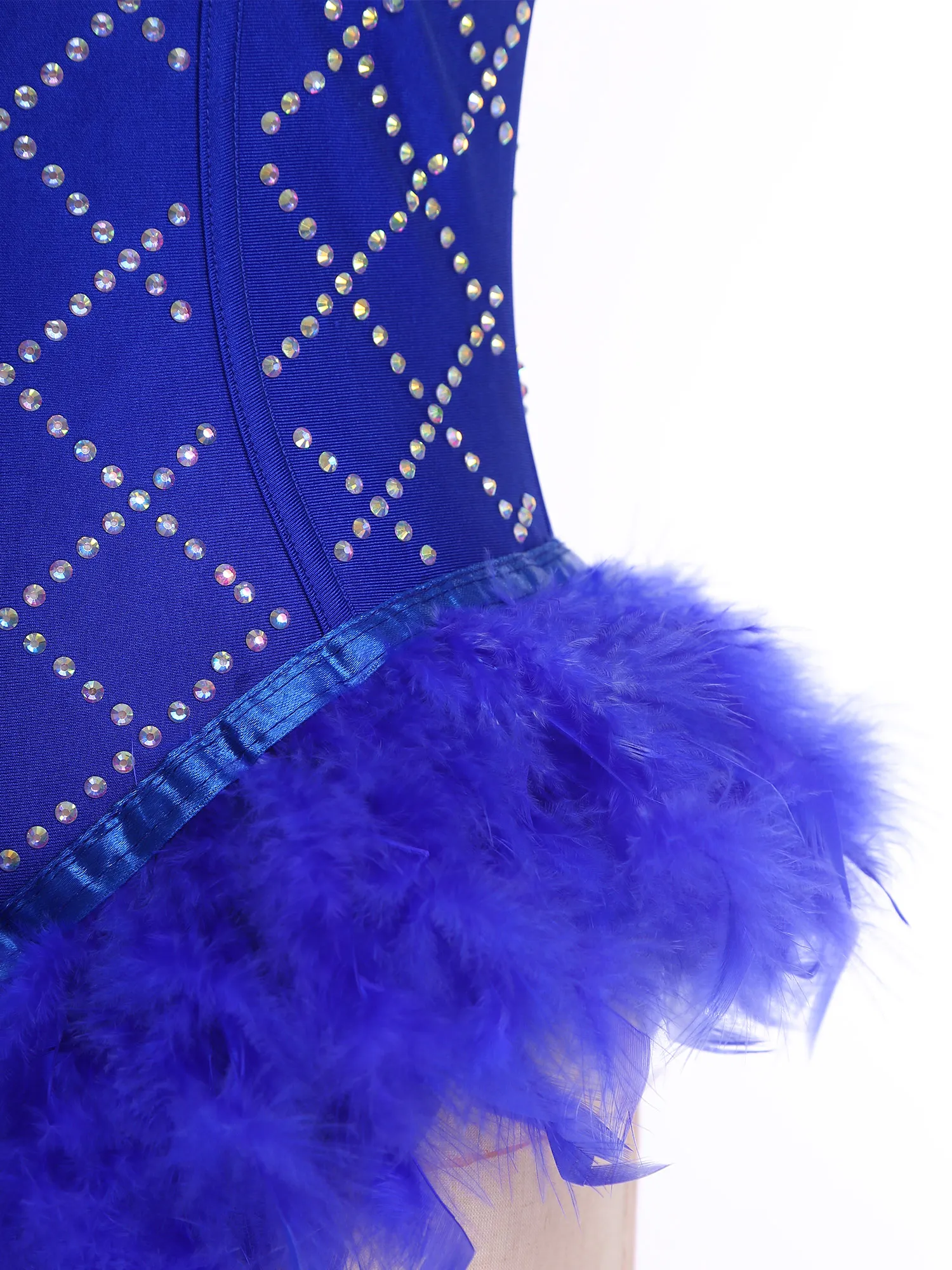 

Women's Shiny Feather Ballet Dance Leotard Deep V-Neck Adjustable Spaghetti Straps Strappy Back Bodysuit for Ballet Performance