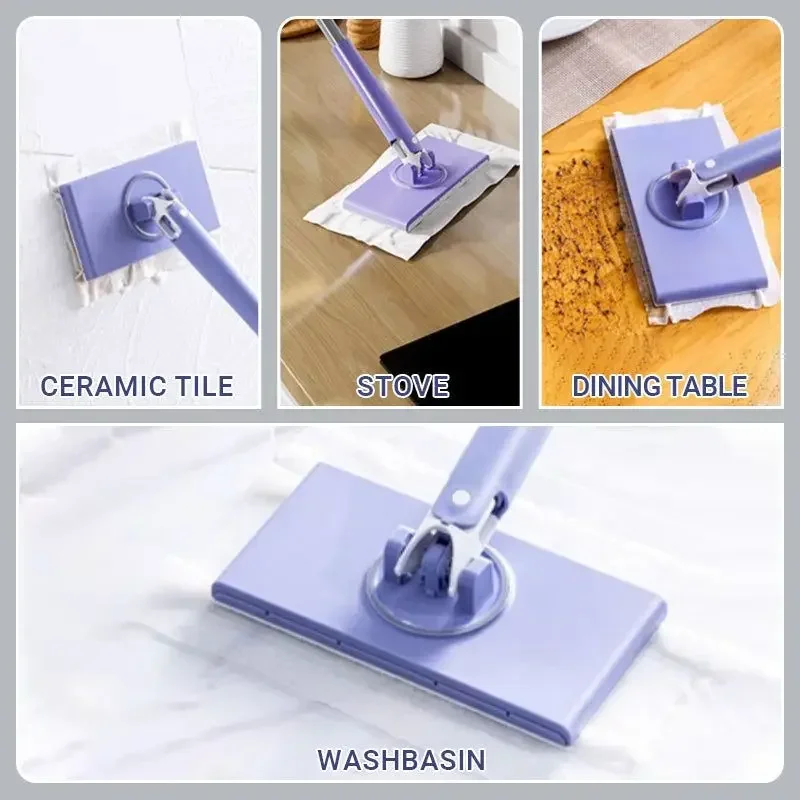 8PCS Automatic Clip Flat Mop Wipe Floor Window Dust Replacement Paper Towel Head Refill Non Woven Cloth Flat Disposable Pad Mop