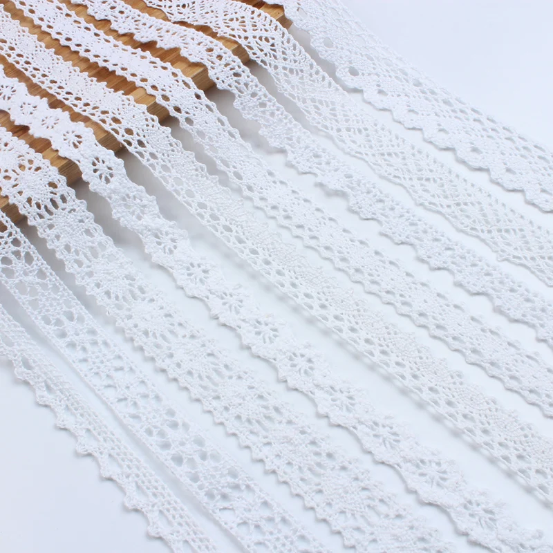 5Yards(4.6Meters) White Cotton Embroidered Lace Net Fabric Trims DIY Sew Tulle Handmade Craft Sewing Ribbon Materials