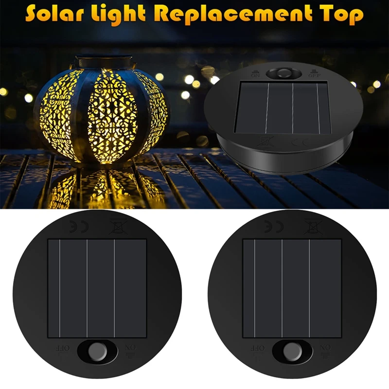 2Pcs Solar Light Replacement Top LED Solar Panel Lantern Lid For Outdoor Hanging Lanterns IP65 Waterproof