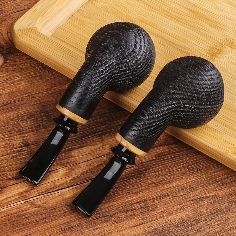 Handmade Smoking Pipe with A Retro Gentleman Bent Handle, Made From Black Oak Wood and Featuring A 3mm Filter Cut.