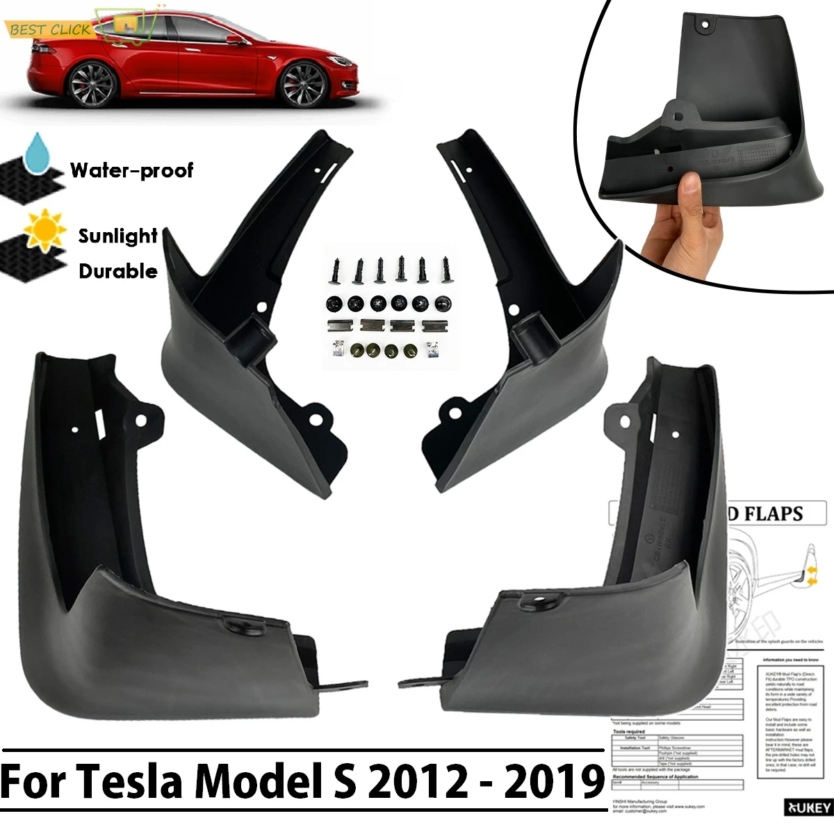 Car Mudflaps For Tesla Model S 2012 - 2019 Mud Flaps Splash Guards Mudguards Mud Flap Front Rear Fender Protector 2013 2014 2015