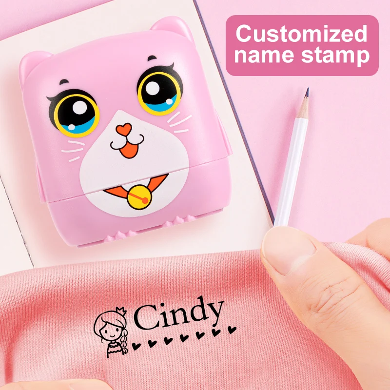 Personalized Student Stamp Seal - Custom Name Design, Non-Fading Ink for School Projects & Travel-Friendly Children's Gift Set