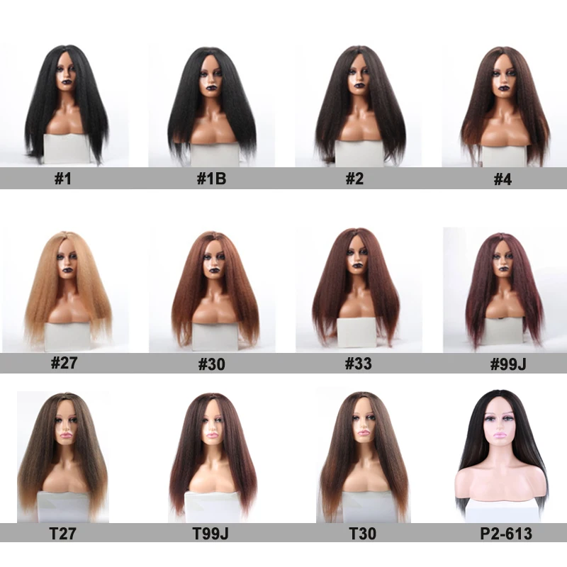 Belle Show Kinky Yaki Straight Wigs Natural Black Synthetic Yaki Straight Hair Wigs Glueless Cosplay Afro Wig For Black Women