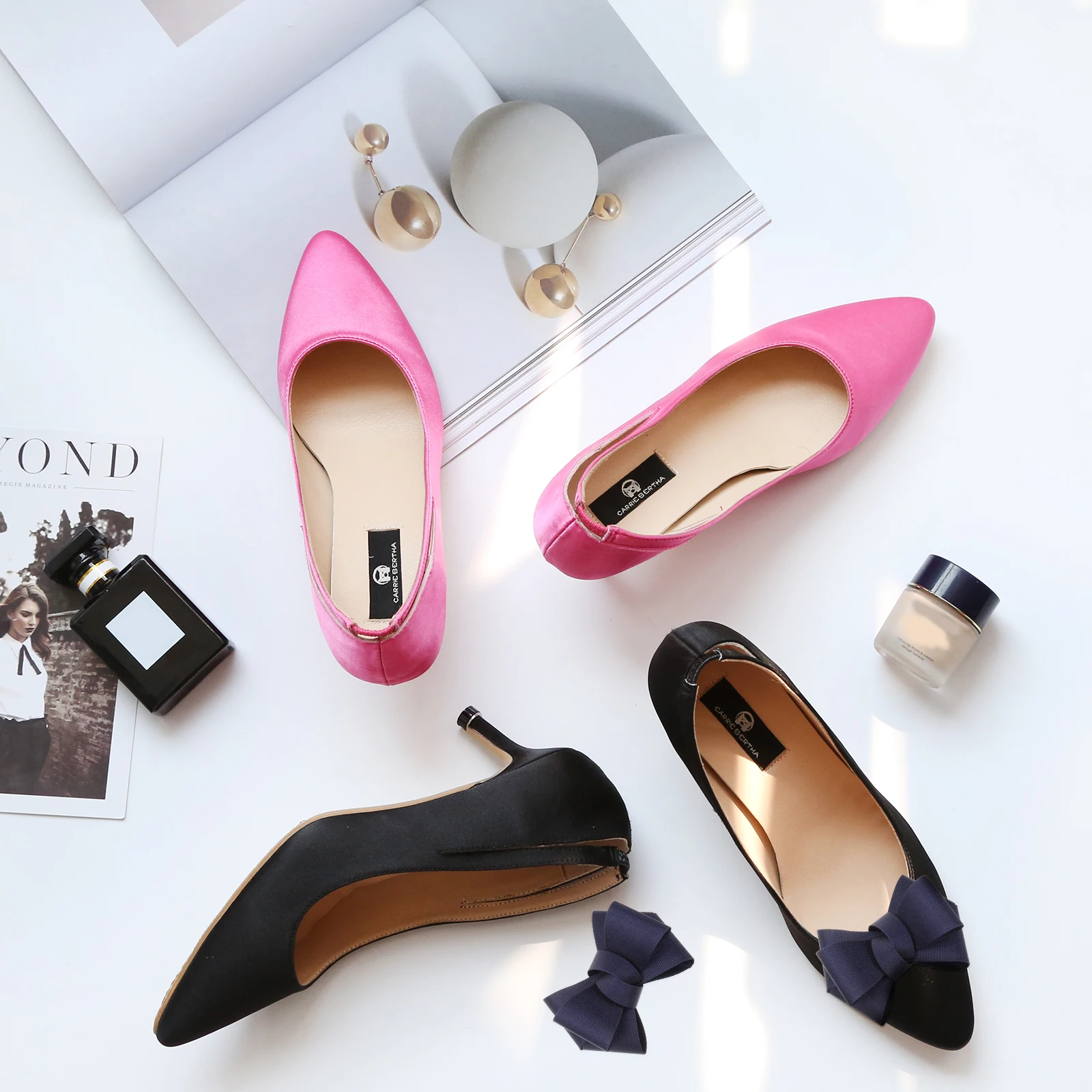 

1 Pair Classic Ribbed Bow Shoe Clips Women Blue Decorative Accessories Heels Flats Wedding Proms Party Reusable Durable Shoe
