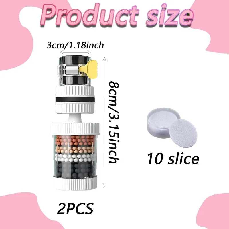 Detachable and Washable Household Faucet Filter, Universal Splash Proof Shower Head Water-saving Device, 2PCS+10 Filter Element