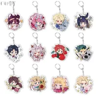 Jojos Bizarre Adventure Keychain Cartoon Figure Acrylic Key Ring Kujo Jotaro Ghirga Narancia Bruno Pendant Jewelry for Friends