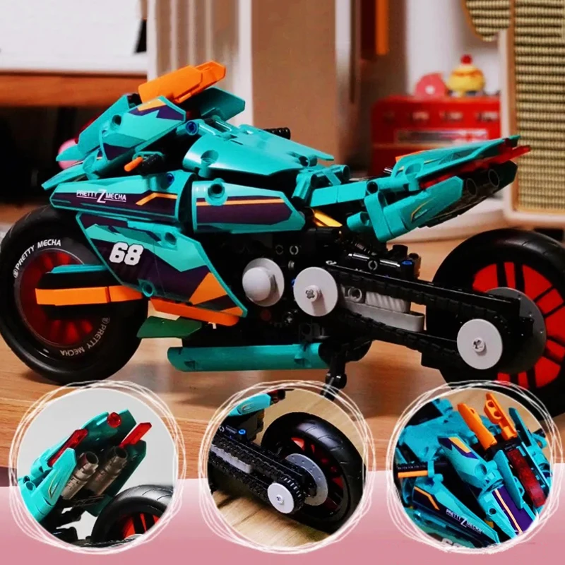 

High-Tech Sports Rapid Racing Locomotive Cyber Motorcycle Moc Technical Bricks Motorbike Model Buliding Blocks Toys For Kid Gift