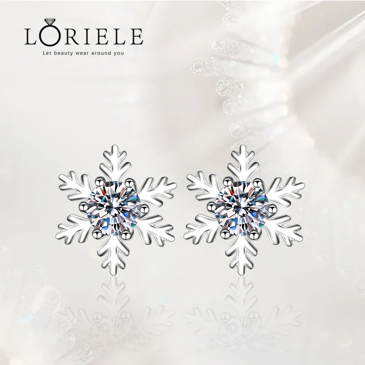 

LORIELE Sterling Silver Moissanite Stud Earrings Snowflake Earrings Round Brilliant Diamond Ear Studs For Girls Birthday Gifts