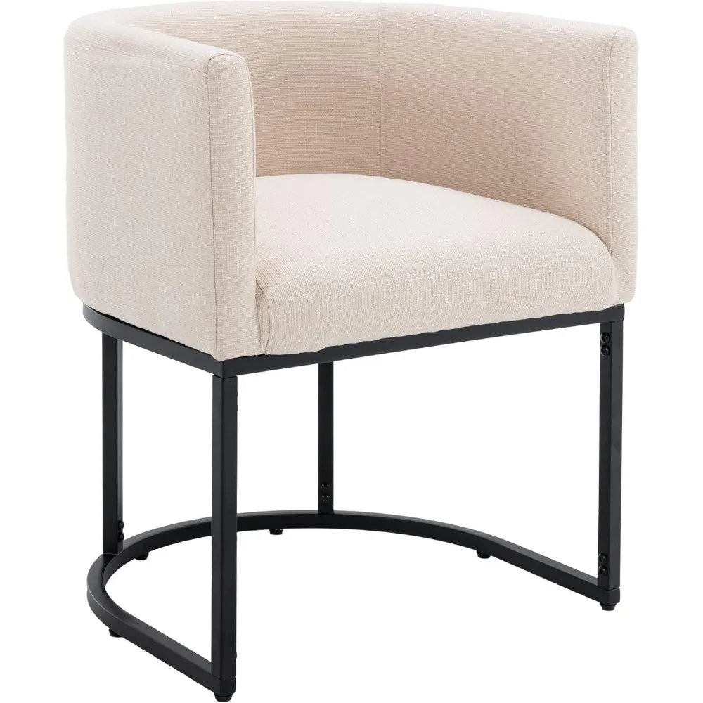 

Modern Upholstered Barrel Dining Chairs with Arms Set of 1, Linen Kitchen & Dining Room Chairs, 18.5" Wide Bucket Chairs