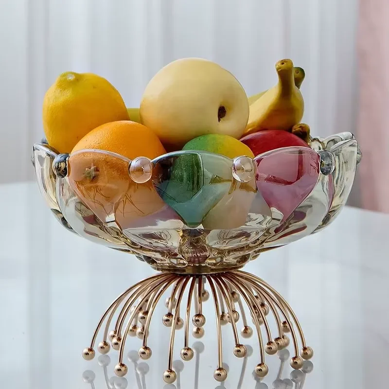 Lightweight Luxury European Style Fruit Plate Creative Snack Metal Tray for Living Room Home Coffee Table Decor
