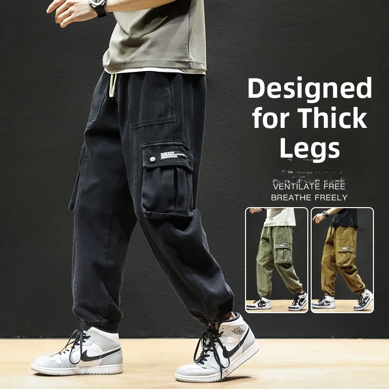 

American Sle Men's Workwear Pants Loose Fit Spring Autumn Cargo ket Detail Casual Long Trousers Youthful Spring Cotton B...