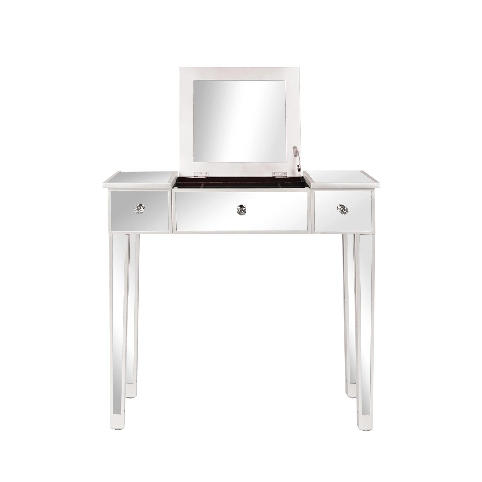 80*38*76cm MDF With Mirror Surface, The Desktop Can Be Flipped And One Pumped Computer Desk Silver