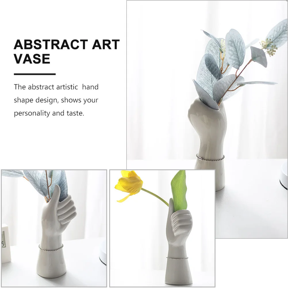 

1Pcs Ceramic Vase Decor Simple Creative Abstract Hand Shape Design Modern Art Flower Pot for Home Nordic Style Minimalist