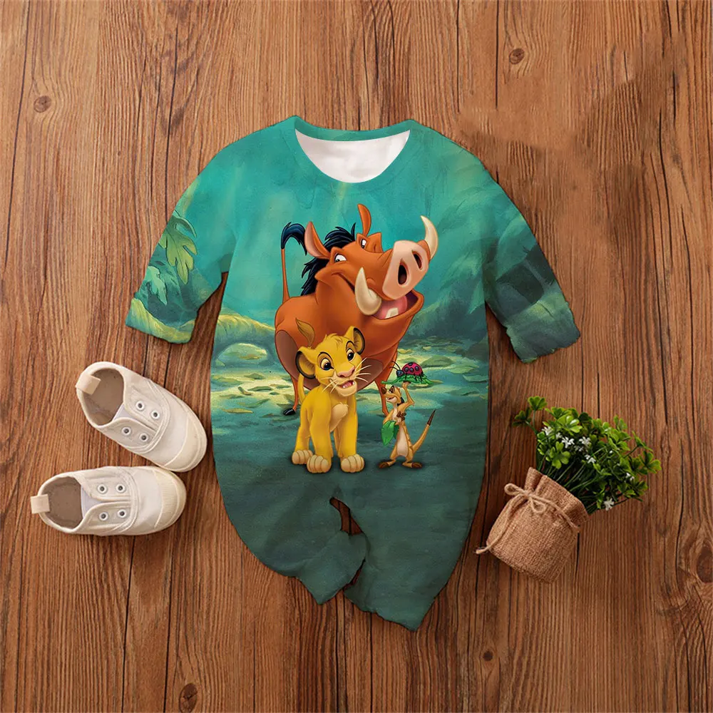 2024 New The Lion King Baby Romper 0-4 Years Spring Autumn Boy Girl Babies Jumpsuit Cartoon Anime Newborn Climbing Clothes