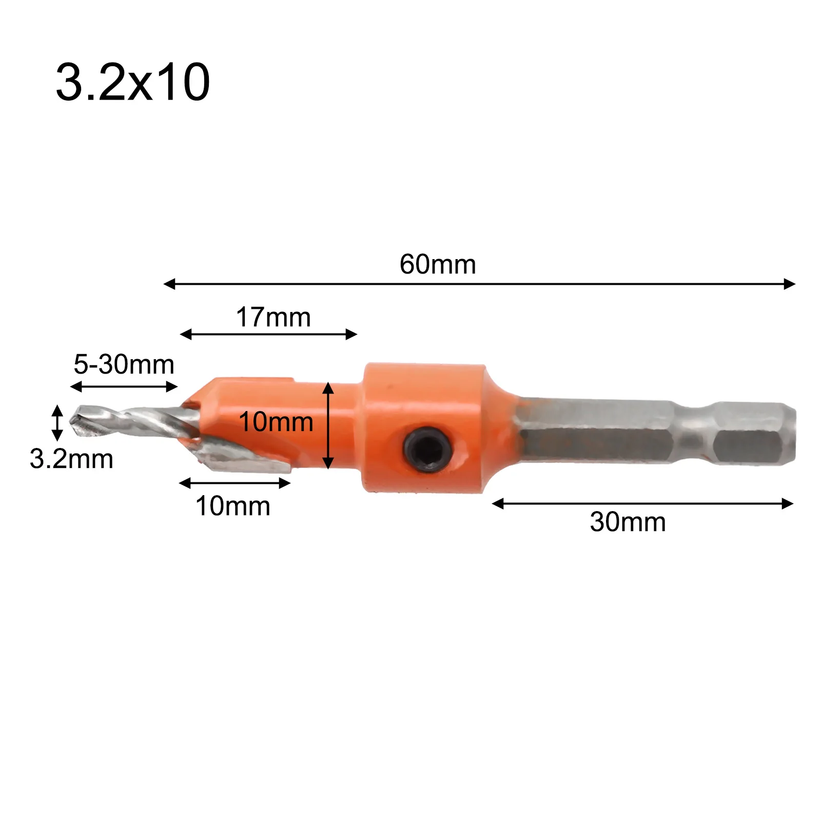 1Pc Countersink Drill Bit 6.35mm Hex Shank Salad Step Bits 2.8/3/3.2/3.5mm Head For Woodworking Drilling Counterbore Tools