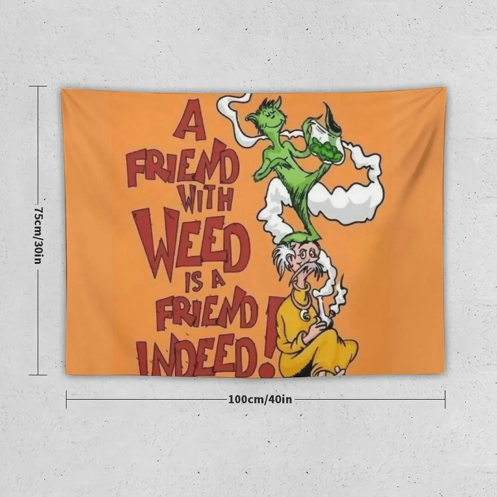 Retro Orange Friend who Smoke is what you need Tapestry Aesthetic Room Decoration Wall Decoration Items Tapestry