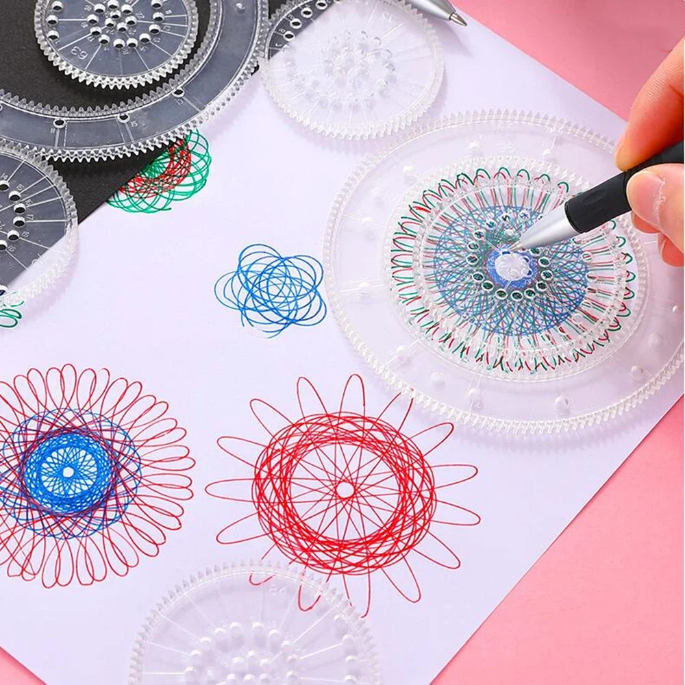 22pcs Puzzle Spirograph Drawing Toys for Children strumenti di disegno geometrico Set ingranaggi e ruote ad incastro accessori per il disegno