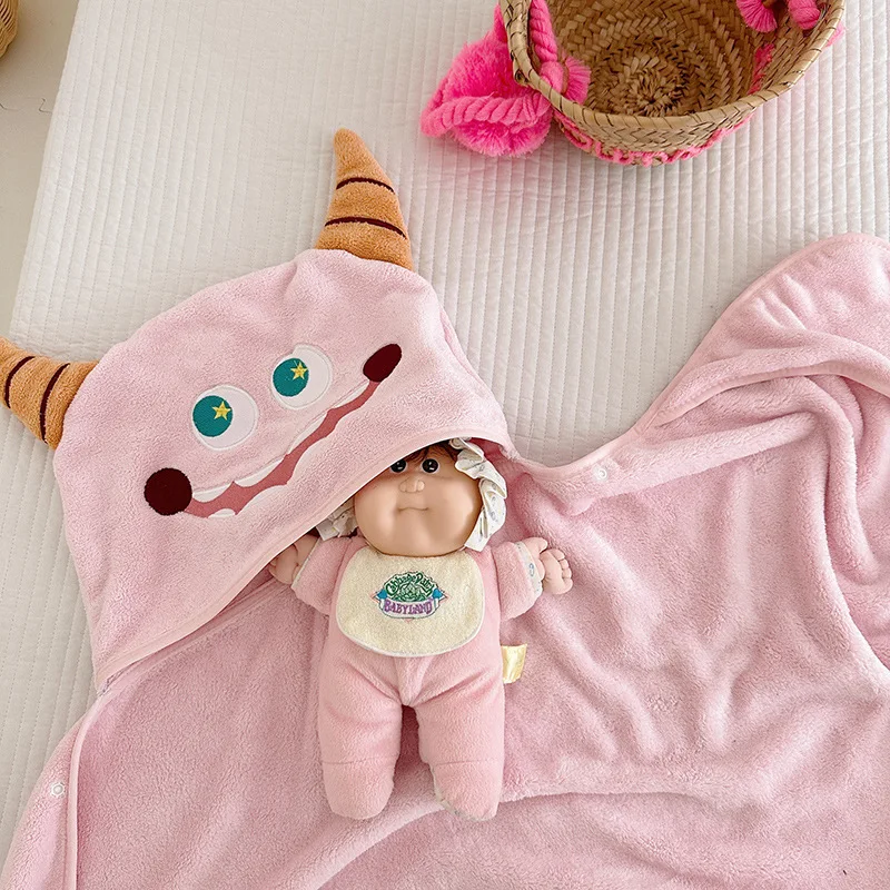 طفل قبعة شال لطيف الكرتون ماصة منشفة استحمام كيب الطفل ملابس المنزل منشفة الشاطئ الأبيض أرنب القهوة الدب الأرجواني الفول