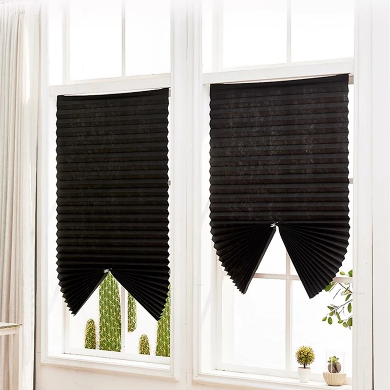 Window Blackout Blind Non-Woven Pleated Blinds Self-Adhesive Sunshade Curtain Kitchen Office Curtains Living Room Balcony Decor