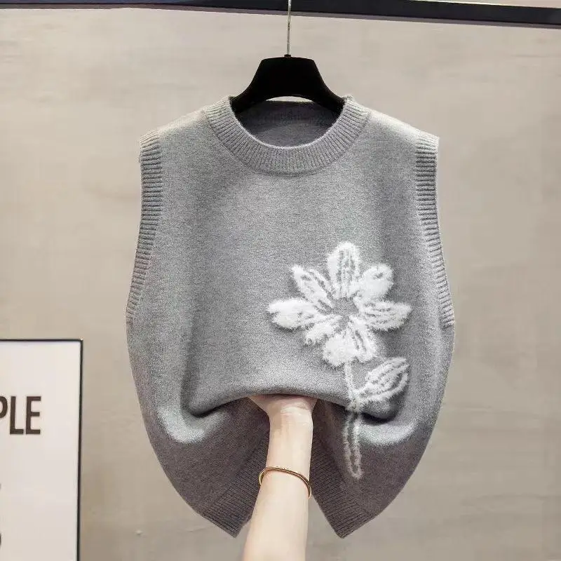 Loose Knitted round Neck Vest Women's Outerwear Sweater Trendy Layering Item Spring Autumn New Style Comfortable Casual Top