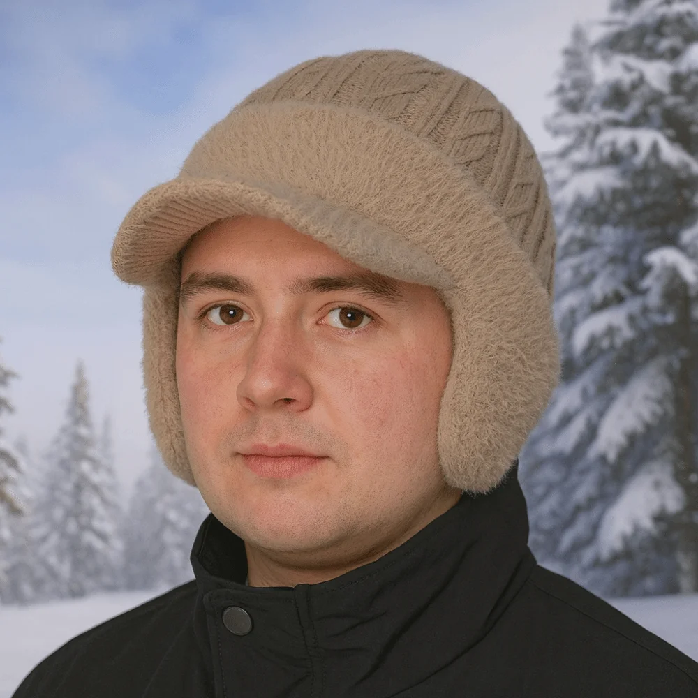 

Ear Protective Thickened Ear Protector Cap Warm Windproof Baseball Knitted Cap Coldproof Solid Color Knitted Peaked Hat Winter