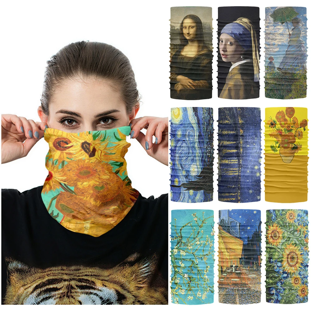 Van Gogh Ölgemälde Radfahren Balaclava Outdoor Angeln Sport Hohe Elastische Nahtlose Bandana Gesicht Schild Hals Buff Männer Schal