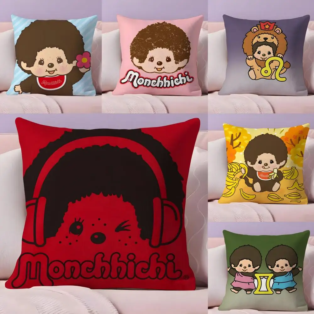 M-monchhichis Drama Film Pillow Case Pillow Case Plush Fabric Soft Double Sided Print Home Sofa High Quality Cushion
