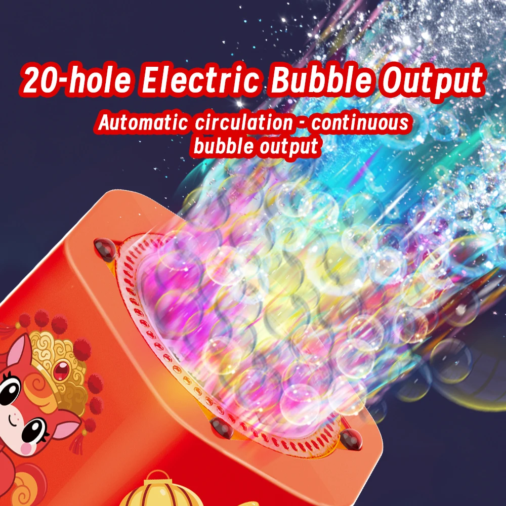 Automatic Colorful Firework Bubble Machine With Light &Sound Firecracker Bubble Blower For Wedding Birthday Christmas Party Gift