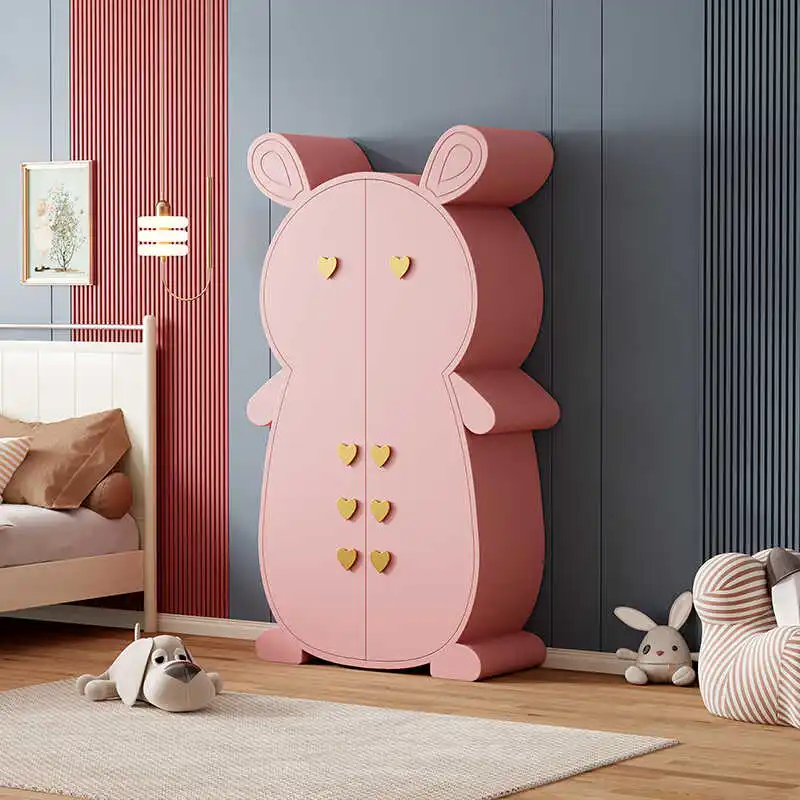 Pink Storage Wooden Closet Small Drawers Aesthetic Clothes Cabinets Wardrobe Bedroom Organizer Children Guarda Roupas Furniture
