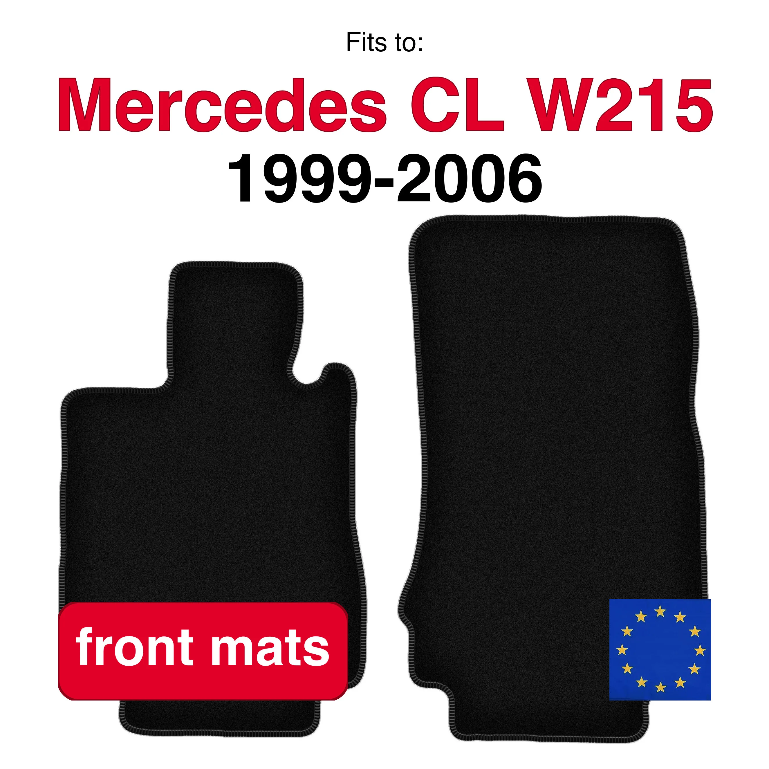 Velours vloermatten voor Mercedes CL W215 Coupé (1999-2006) - Zwart (2 stuks) set voorste auto vloerkleed